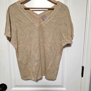 Chicos 100% Linen Shirt Tan Size 1/US M